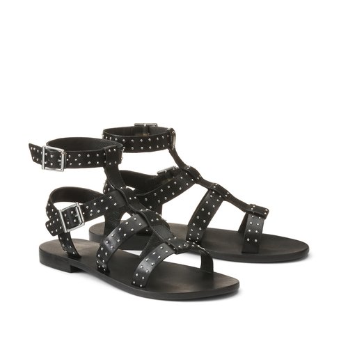 Leather Gladiator Sandals with Studded Details