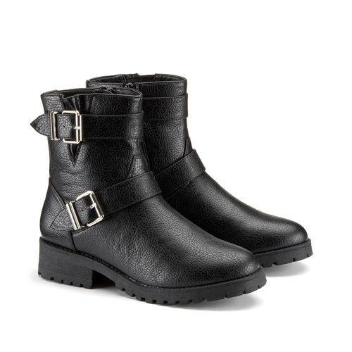 Biker boots met zool met groeven zwart La Redoute Collections La Redoute