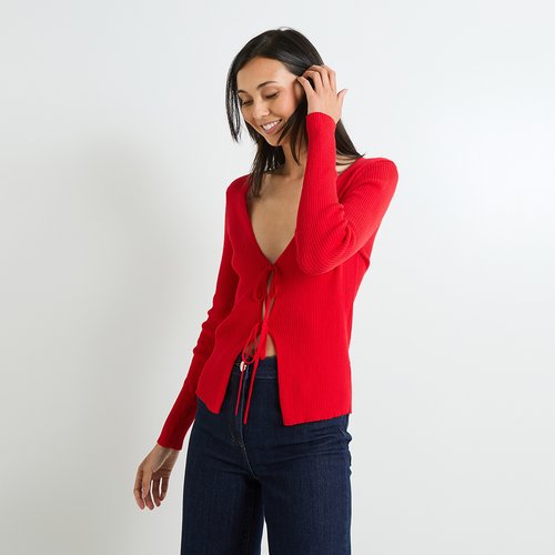 Gilet col v orange rouge Grain De Malice La Redoute