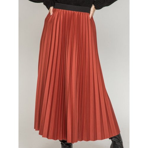 Jupe longue plissee xiste rouge brique Dona Lisa La Redoute