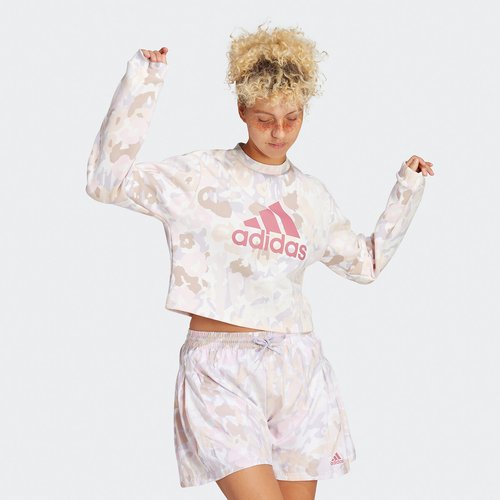 Felpa vestibilita ampia bianco rosa Adidas Sportswear La Redoute