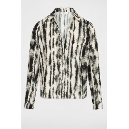 Chemise Manches Longues MORGAN Colorée Avec écharpe Noire Florale - Taille M - Occasion Bon état