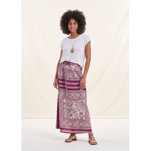 Jupe longue fluide imprime foulard violet La Fee Maraboutee La Redoute