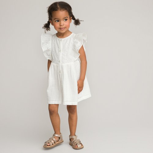 Robe de ceremonie a volants et broderie anglaise ecru La Redoute Collections La Redoute