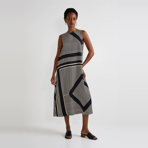 Robe midi sans manches imprimee