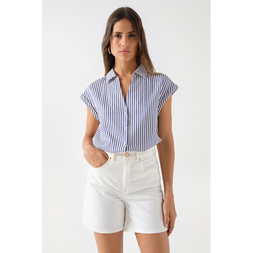 Chemise a rayures a manches courtes beige Salsa Jeans La Redoute