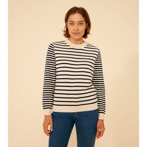 Pull mariniere Petit Bateau blanc marine La Redoute