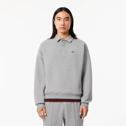 Oversize polo sweatshirt in cotton pique mix grey marl Lacoste La Redoute
