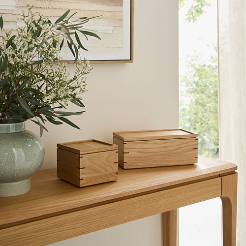 Quadratische aufbewahrungsbox aus massiver natureiche, hibashi natureicheholz Am.Pm