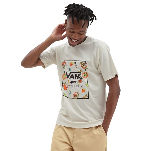 Floral logo print t shirt in cotton with short sleeves off white Vans La Redoute