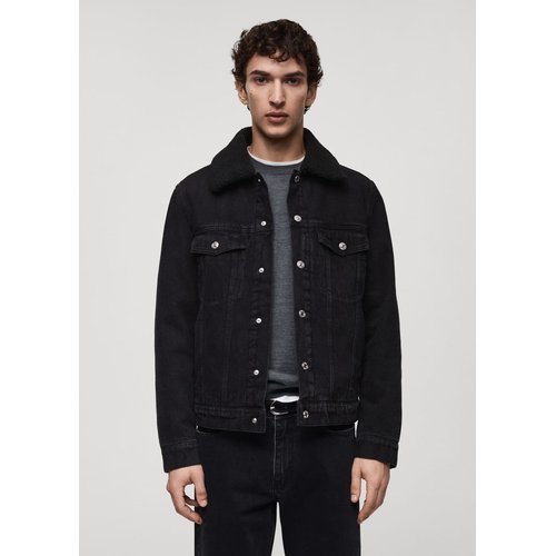 Veste en jean noir doublée mouton on sale