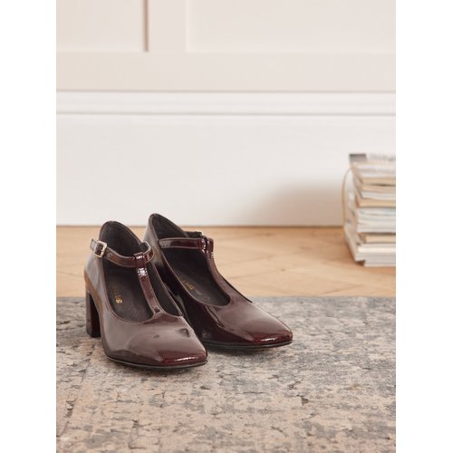 Escarpins salome cuir vernis marron Cyrillus La Redoute