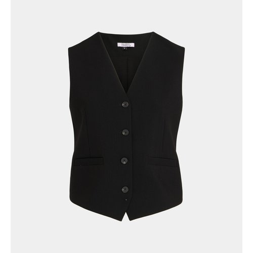 Gilet tailleur Femme sans manches Gris Jean brut dentelle