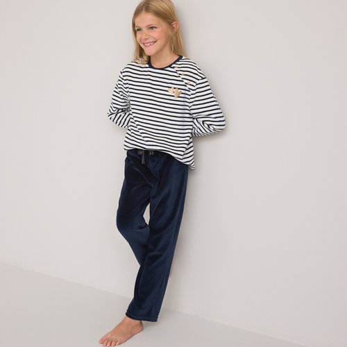 Pyjama mariniere en velours La Redoute Collections bleu marine La Redoute