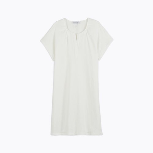 Chemise de nuit courte col tunisien en voile de coton panarea Laurence Tavernier La Redoute