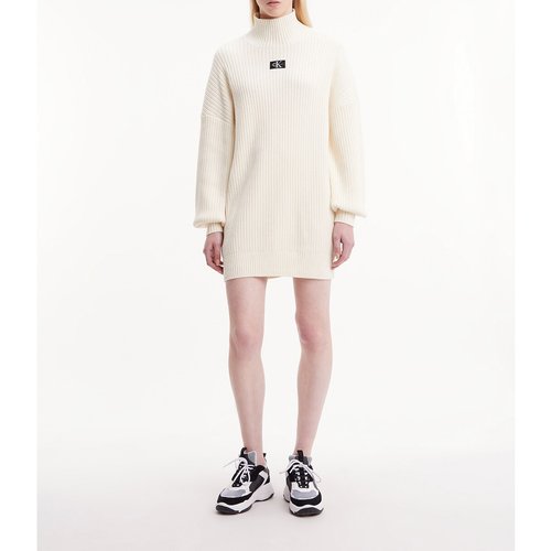 Robe pull en maille courte manches longues Calvin Klein Jeans ecru La Redoute