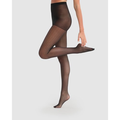 Collants a carreaux style 27 deniers noir Dim La Redoute