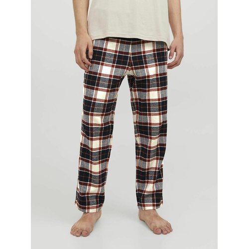 Cotton flannel pyjama bottoms navy checks Jack Jones La Redoute