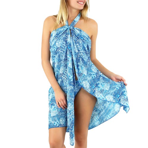 Pareo de plage multi positions liscia bleu turquoise Janine Robin La Redoute