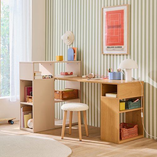 Bureau D'angle En Forme De L Avec Étagères, Réversible, En Forme De L Avec Etageres Reversible En Forme De L Avec Support D Ecran