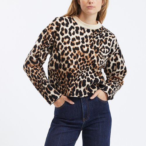 Paleo leopard print jumper with crew neck leopard print Suncoo La Redoute