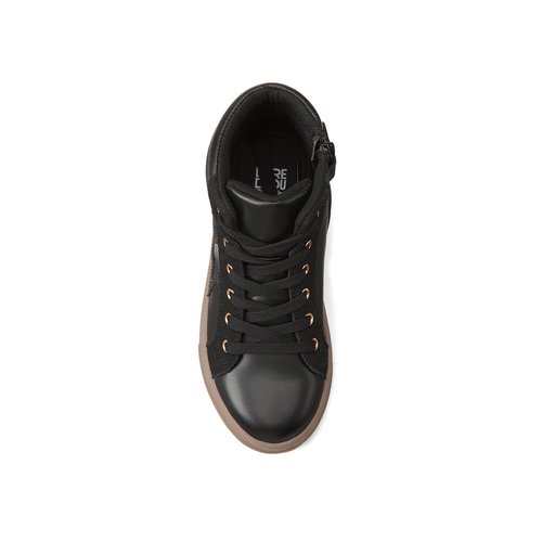 Pediconfort Sneakers Alte Donna Con Zip E Lacci - Pelle, Colore Nero - Comode E Alla Moda