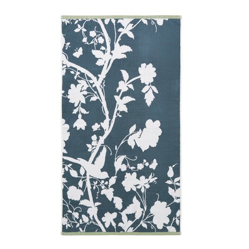 Serviette de toilette fleurs jardin oriental bleu pétrole, blanc Laura Ashley | La Redoute