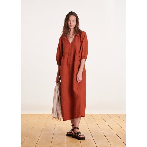 Robe longue en lin cognac La Fee Maraboutee La Redoute