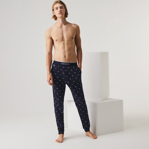Logo print pyjama bottoms in cotton bleu marine imprime Lacoste La Redoute