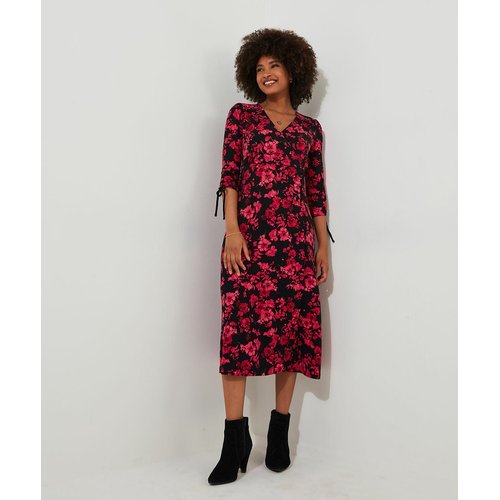 Robe noire fleurs sale
