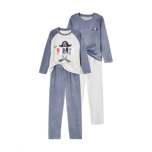 Lot de 2 pyjamas pirates en velours bleu grise Vertbaudet La Redoute