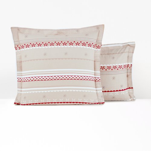 Tyrol winter print 100 cotton pillowcase beige red So home La Redoute