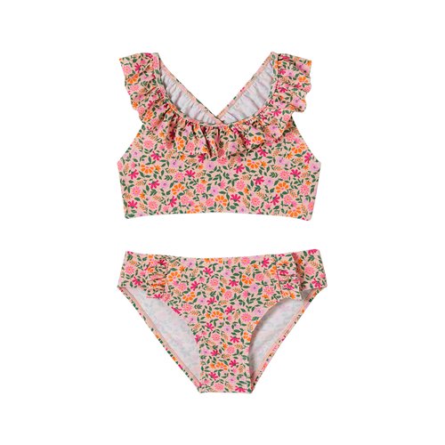 Maillot de bain 2 pieces imprime fleuri rose pale Vertbaudet La Redoute