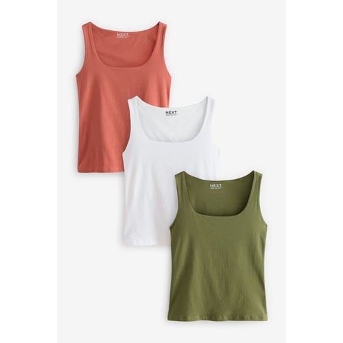 Lot De 3 Débardeurs 100% Coton NEXT - Coupe Classique, Confortable, Lavage Machine, Essentiel Basique