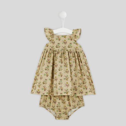 Robe avec bloomer imprimee fleurs ecru Bout chou La Redoute