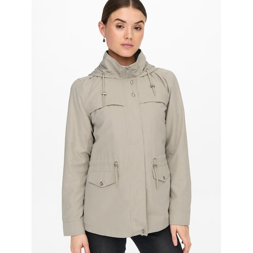 Parka Taille 44 Couleur Vert Amande - Texture Peau De Pêche, Capuche Amovible, Occasion Très Bon état