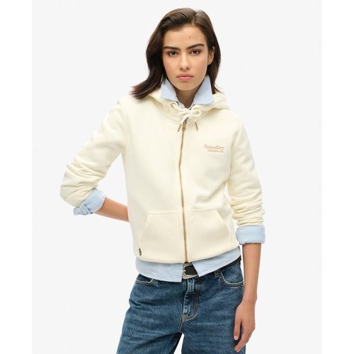 Sweat a capuche zippe a logo essential blanc casse Superdry La Redoute