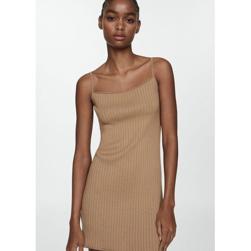 Robe maille cotelee marron clair pastel Mango La Redoute