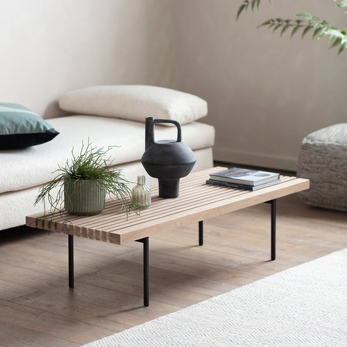Batala japandi oak slatted coffee table, natural, Édité | La Redoute