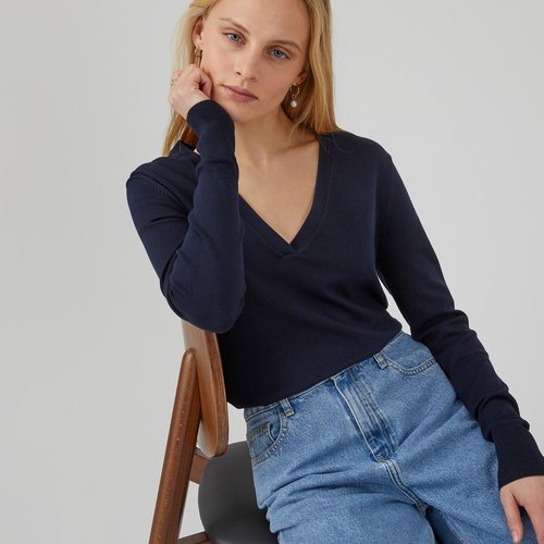 Basic v neck jumper La Redoute Collections La Redoute
