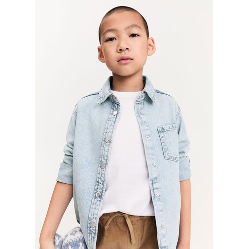 Chemise jean poche bleu clair Mango Kids La Redoute