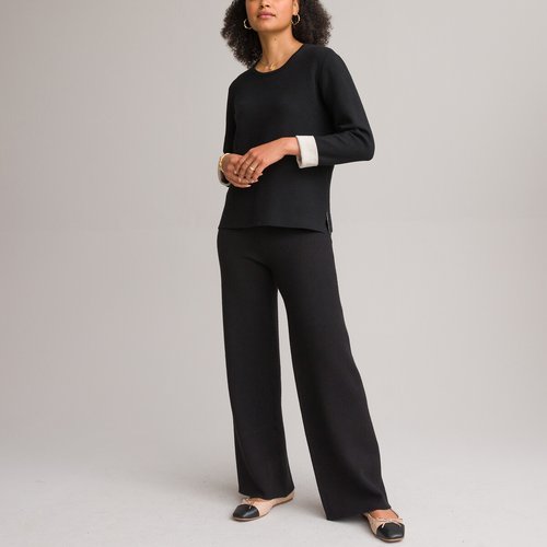 Black wide leg long length trousers shop