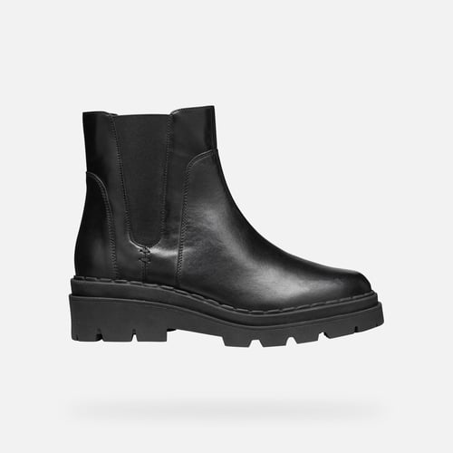 Bottines GEOX RESPIRA à Fermeture Éclair Pour Femme - Taille 38 EU - Noir Cuir - Talon 8 Cm - Occasion Très Bon État