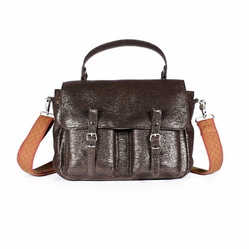 Sac besace modulable mini maths toile et cuir Craie Studio marron irise La Redoute