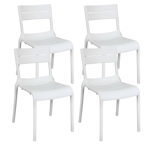4 Chaises De Terrasse Oviala - Plastique Blanc Empilable, 100kg Charge