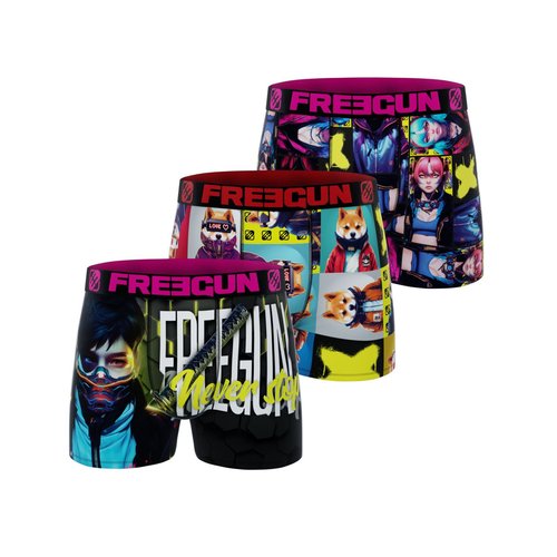 Boxers microfibre lot de 3 rose noir blanc jaune Freegun La Redoute
