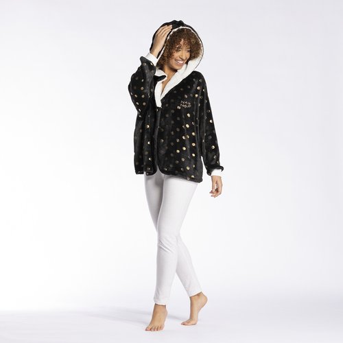 Veste a capuche dotty Naf Naf noir imprime La Redoute