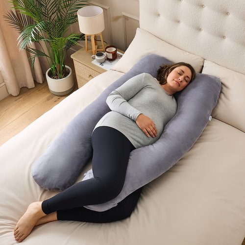 U shaped pregnancy body pillow grey Silentnight La Redoute