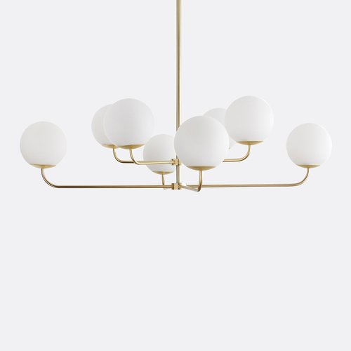 Ancienne Grande Suspension Lustre De Billard/Laiton Verre Opaline/Bar