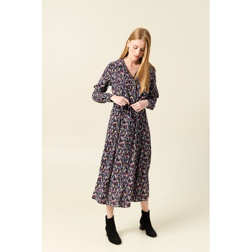 Robe chemise longue evasee bleu marine Bonobo La Redoute